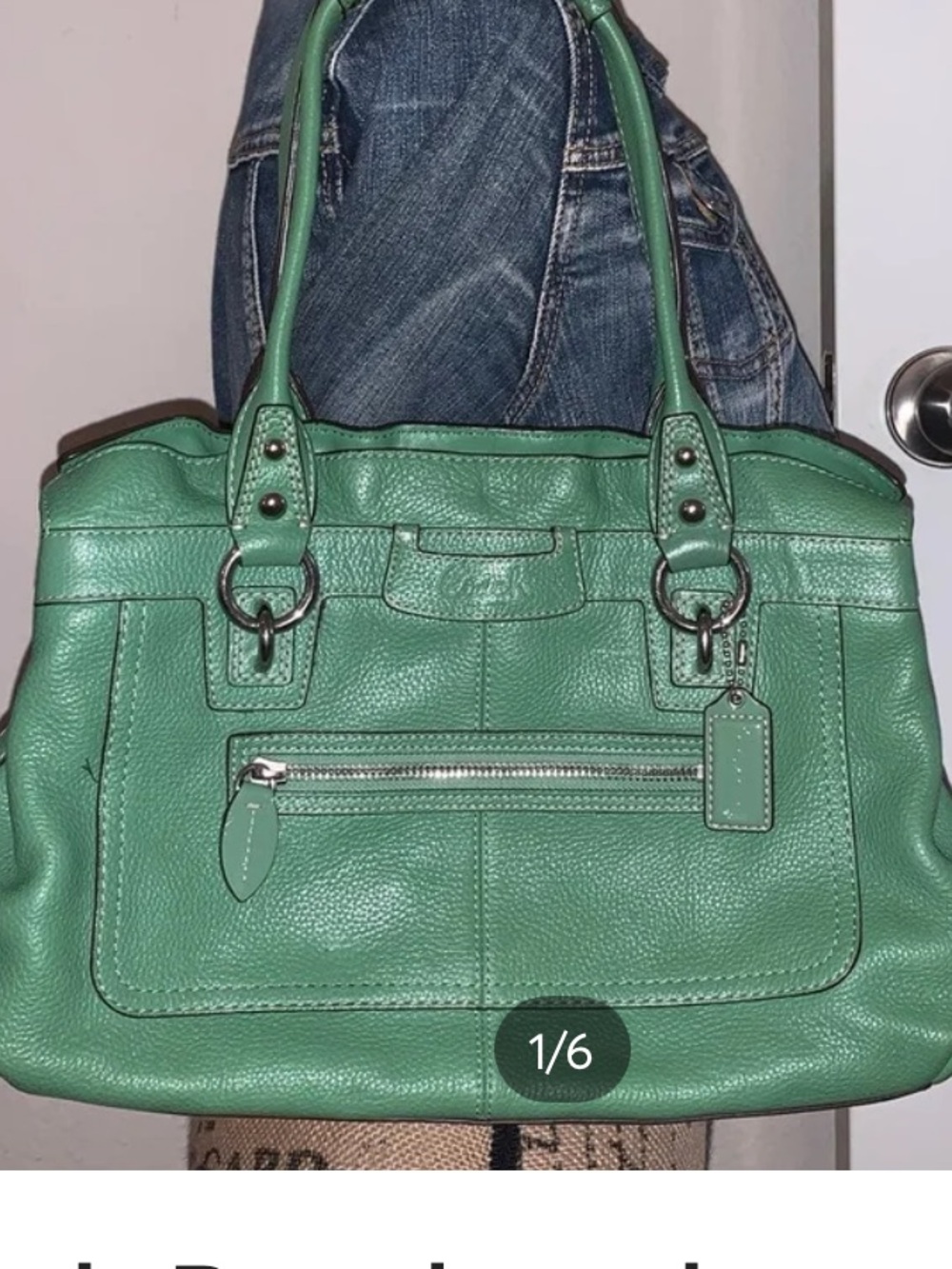 Coach Green Pebbled Leather Shoulder Bag